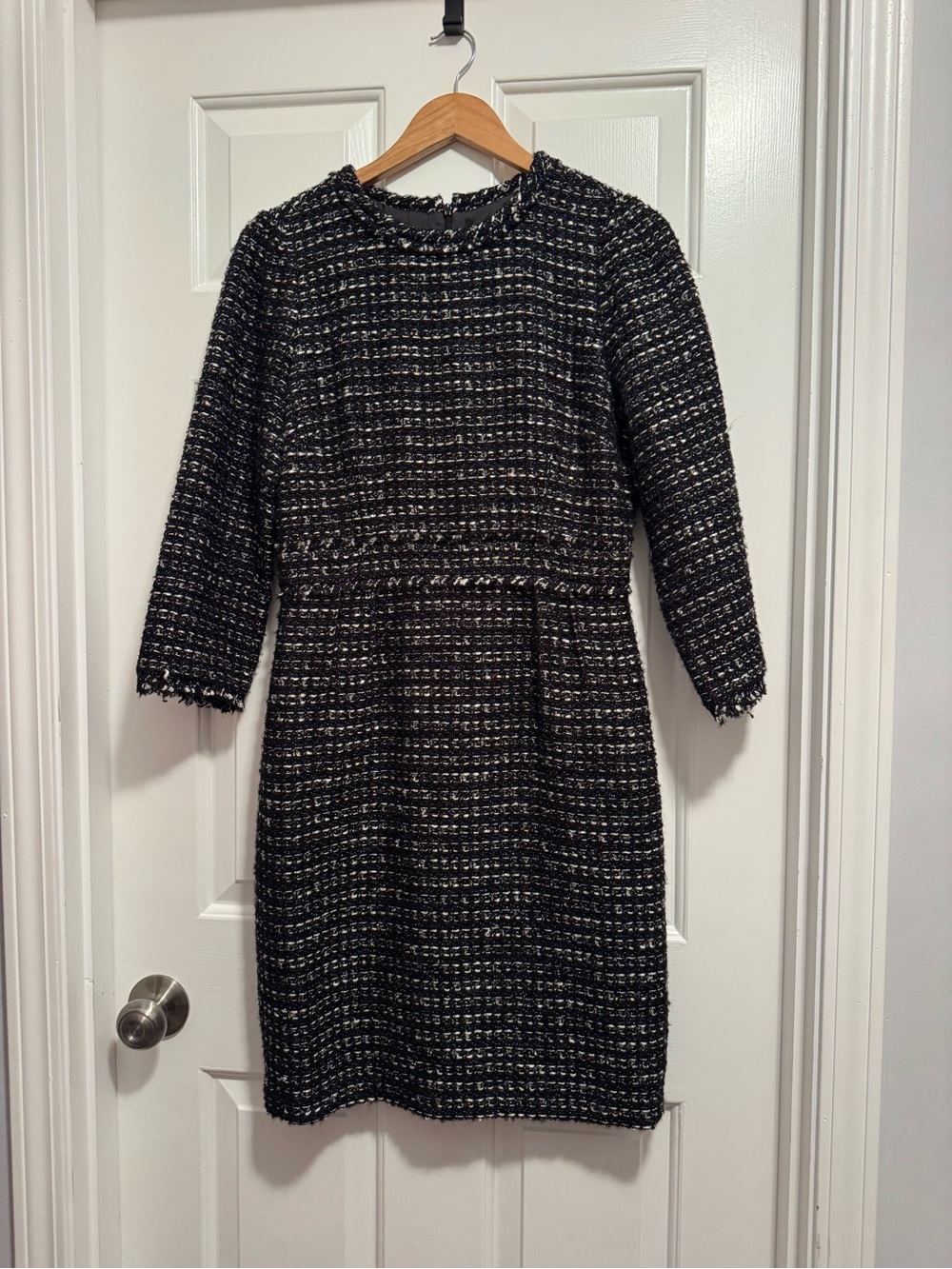 J.Crew Collection Metallic Tweed Fringe Sheath Dress Size 8